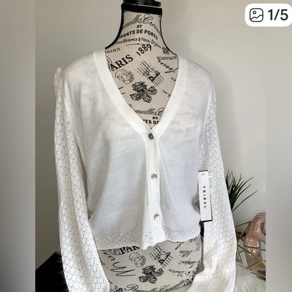 Tribal White light knit Cardigan - Picture 6 of 6